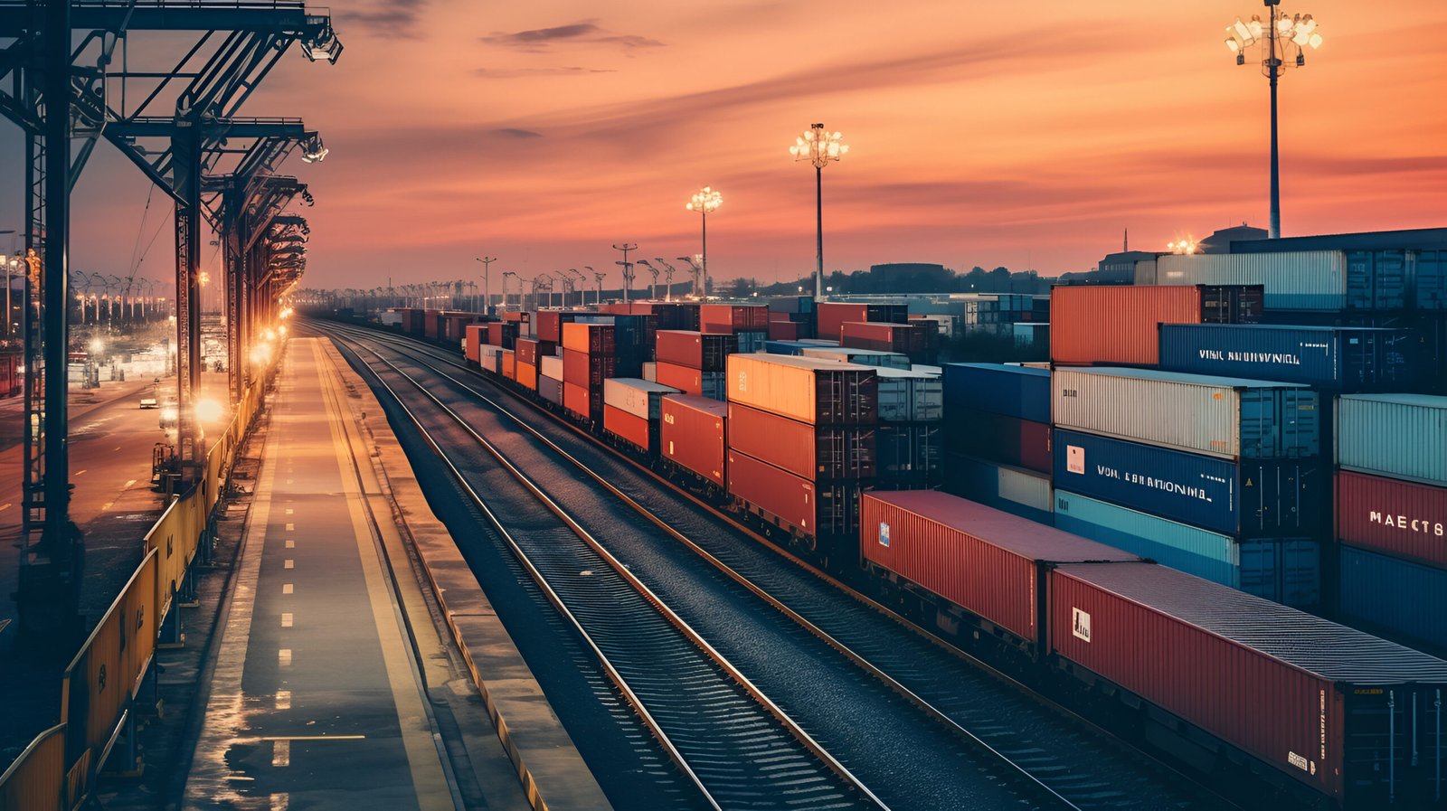 freight train at sunset